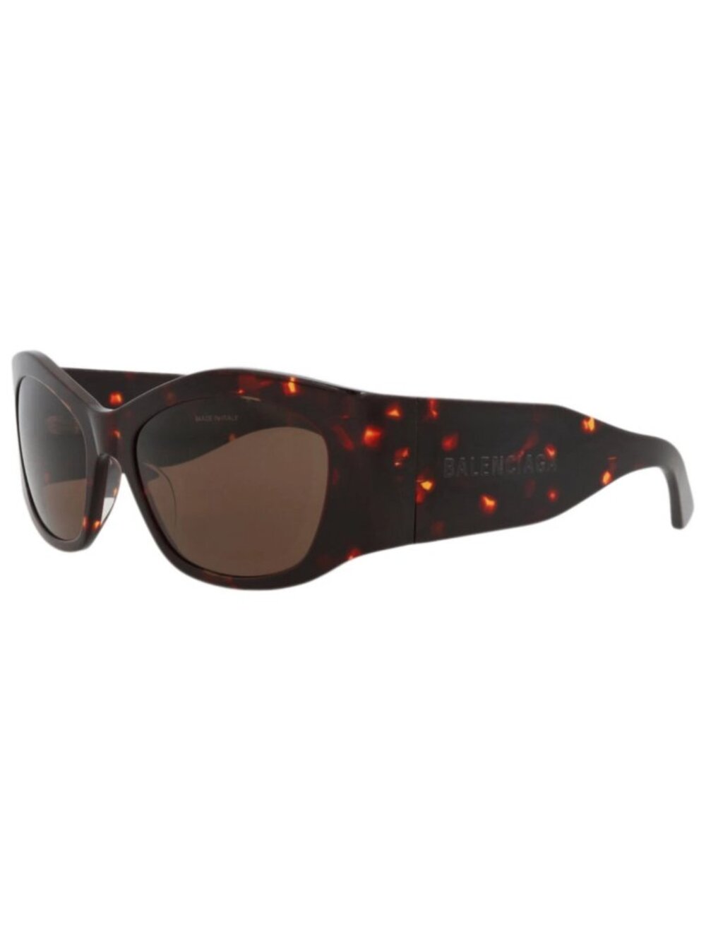 New Balenciaga Women's Sunglasses Square Rectangle Recycled Acetate Frame Havana
